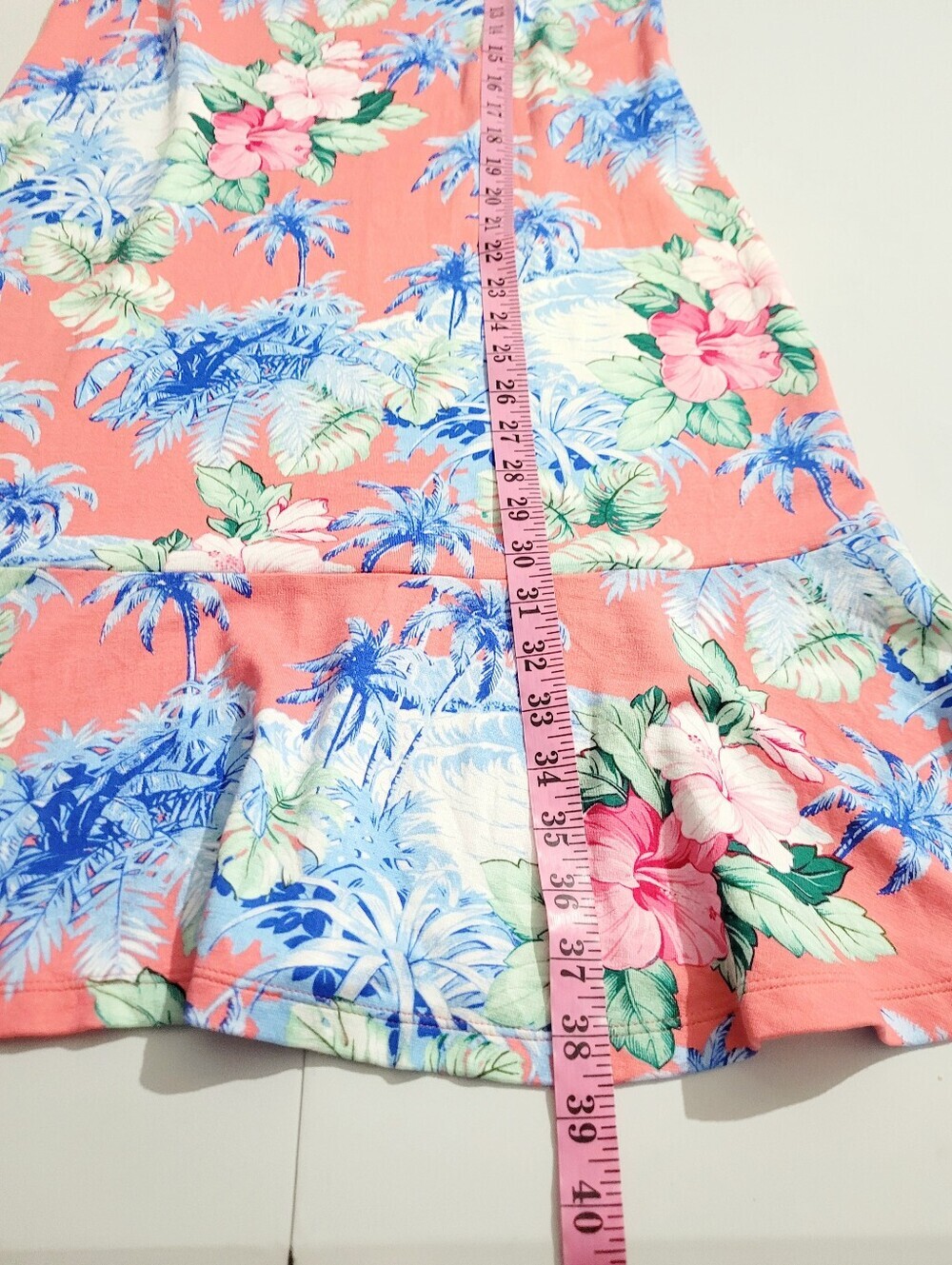 Tommy Bahama Tropical Palm Hibiscus Dress Medium Coral Sleeveless Resort Coastal - Picture 10 of 12